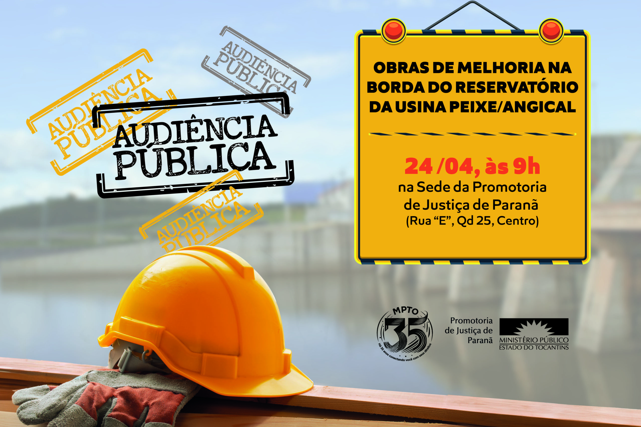 Audiência pública promovida pelo MPTO discutirá obras de melhorias no reservatório da Usina Peixe/Angical, em Paranã