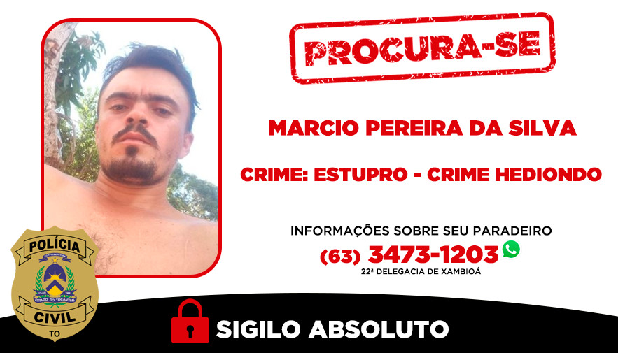 Polícia Civil procura homem investigado por crime de estupro cometido em maio deste ano em Xambioá